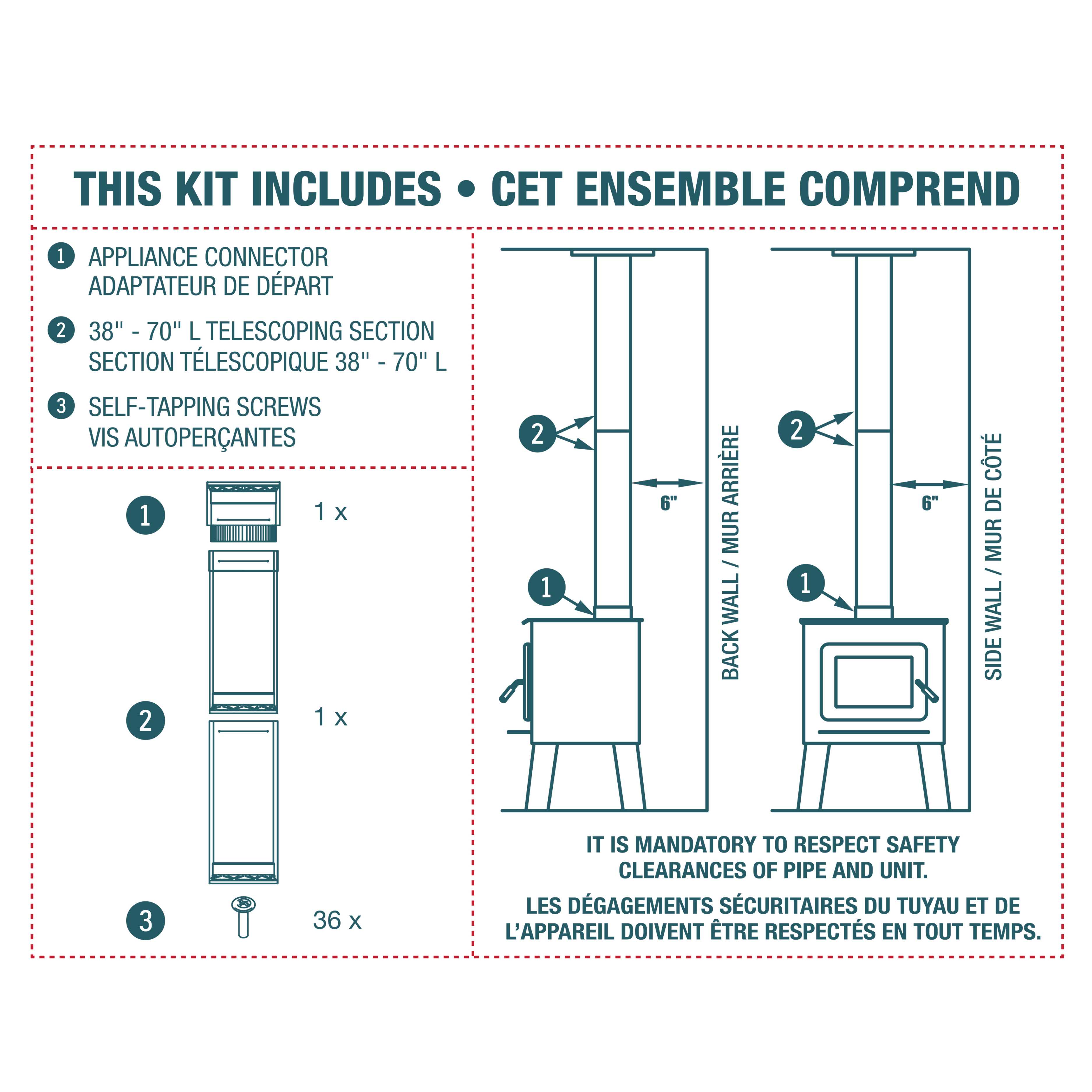 Drolet to The Ceiling 6 inch Black Pipe Kit SP00370